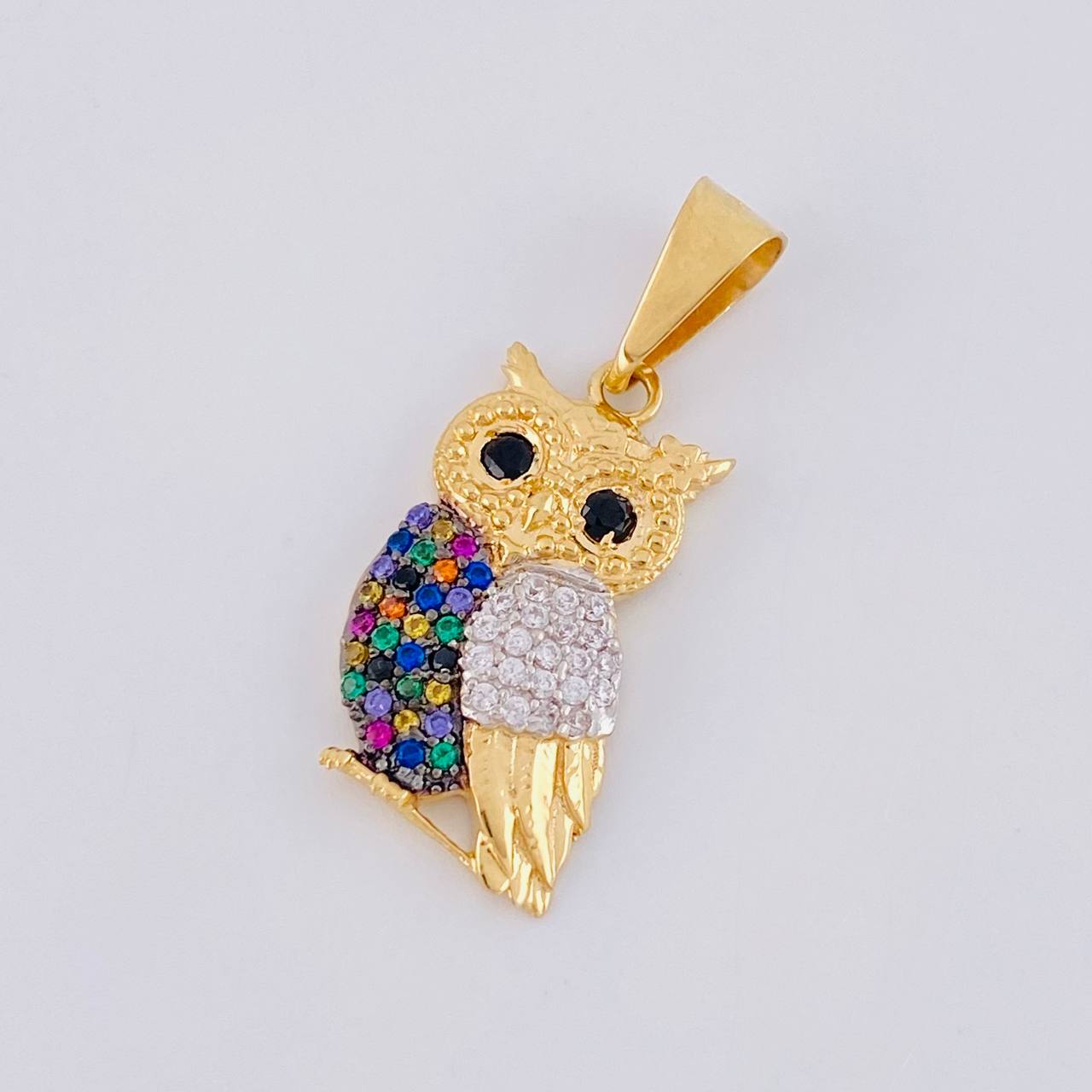 Dije Buho 2.3g / 1 1/4 in Dos Oros Amarillo Blanco 18K