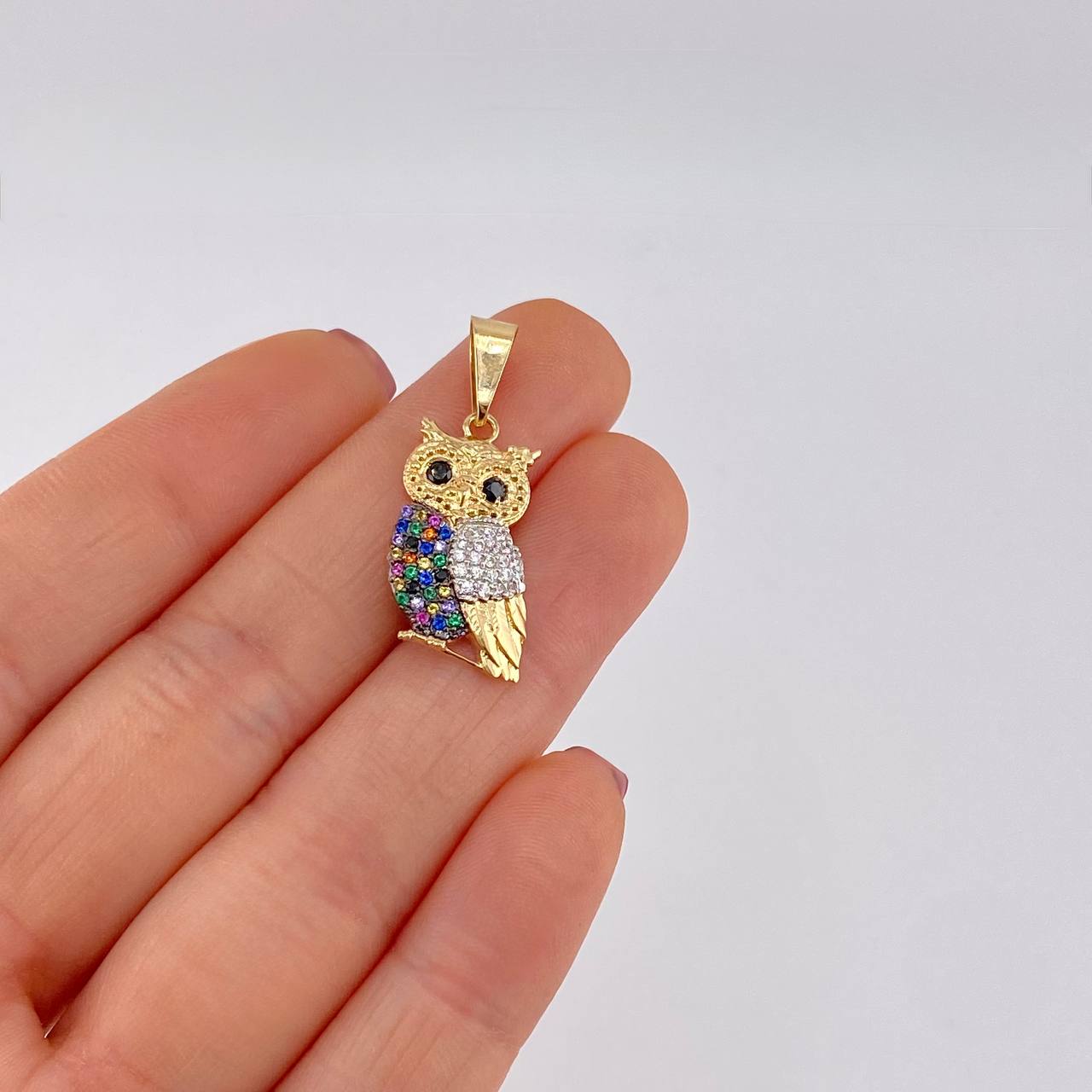 Dije Buho 2.3g / 1 1/4 in Dos Oros Amarillo Blanco 18K