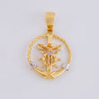 Pendant Cross Christ Sailor 2.9g / 1 1/4 in Two Golds Yellow White 18K
