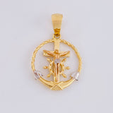 Pendant Cross Christ Sailor 2.9g / 1 1/4 in Two Golds Yellow White 18K