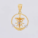 Pendant Cross Christ Sailor 2.9g / 1 1/4 in Two Golds Yellow White 18K