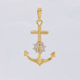 Dije Ancla Timón Móvil 2.1g / 1 3/4 in Dos Oros Amarillo Blanco 18K