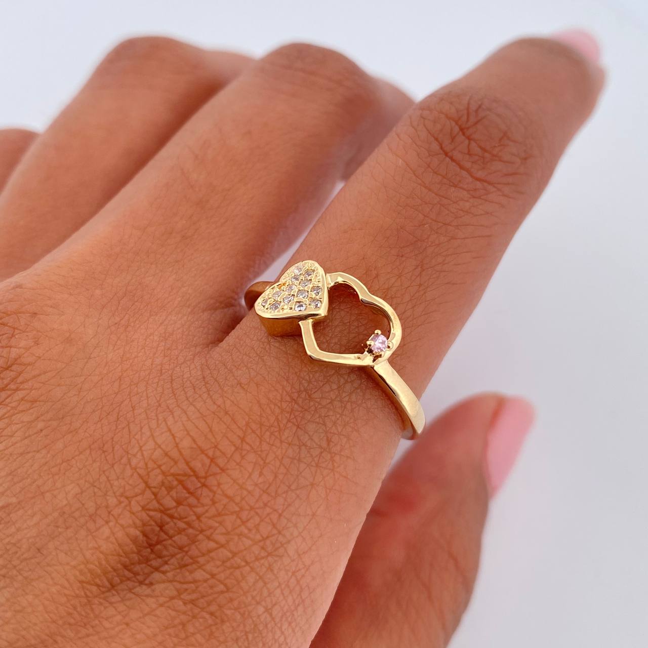 Double Heart Ring 2.25gr / Size 8 / 18K Gold $