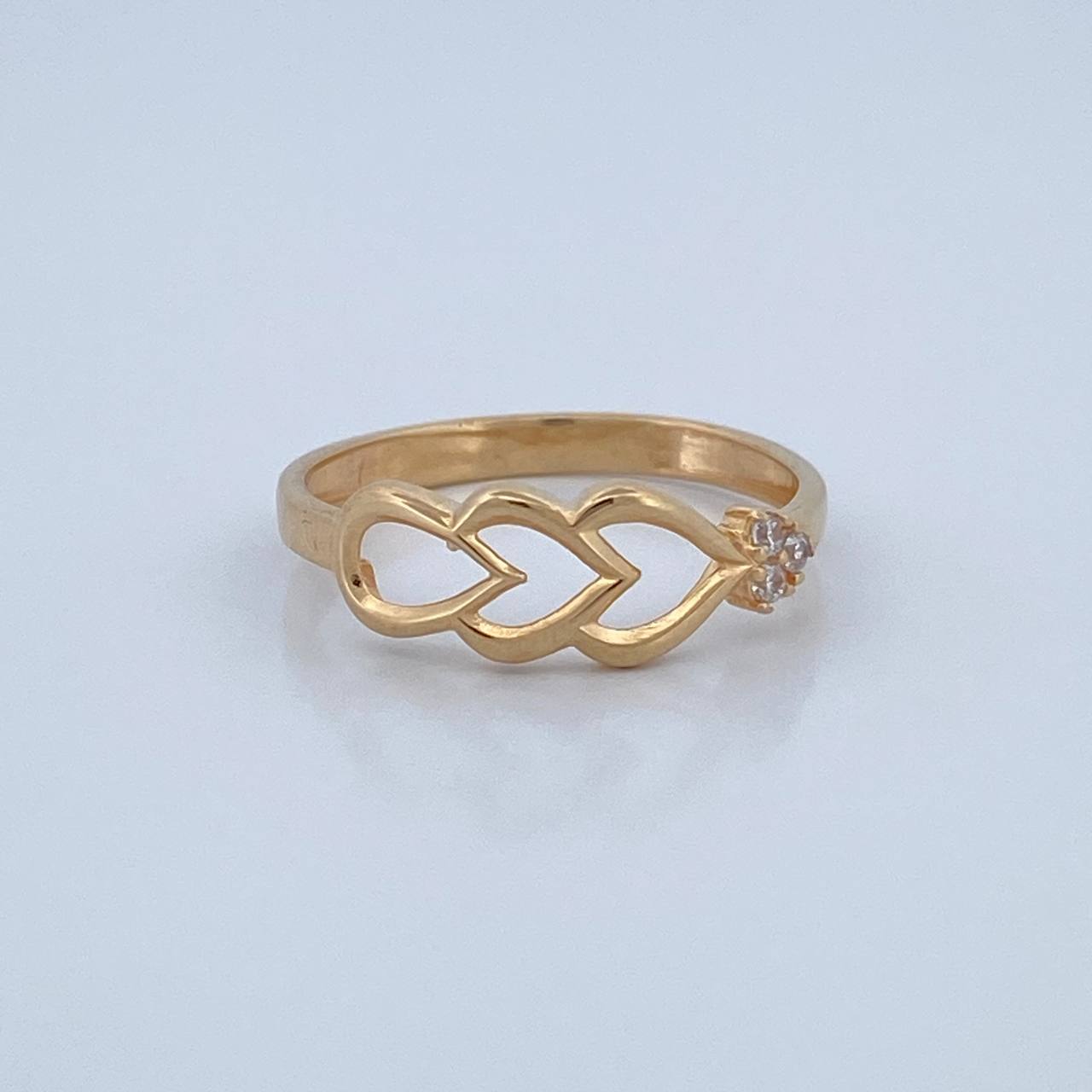 Double Heart Drop Ring 1.85gr / Size 7 / 18K Gold $