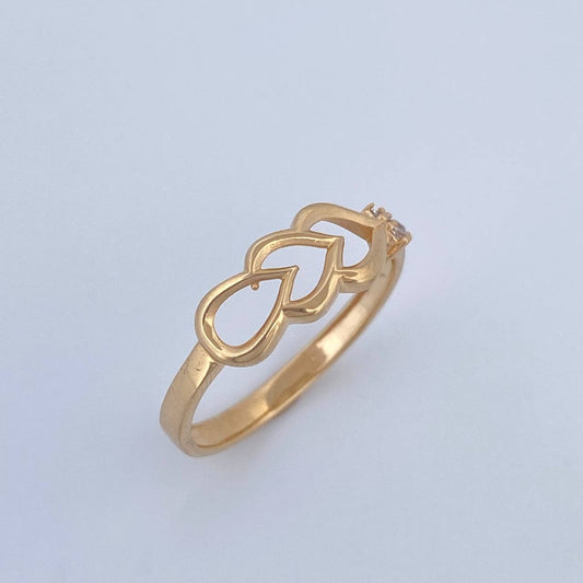 Double Heart Drop Ring 1.95gr / Size 7 3/4 / 18K Gold $