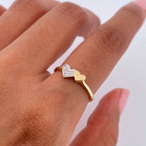 Double Heart Ring 1.3gr / Size 5 1/2 / 18K Gold $