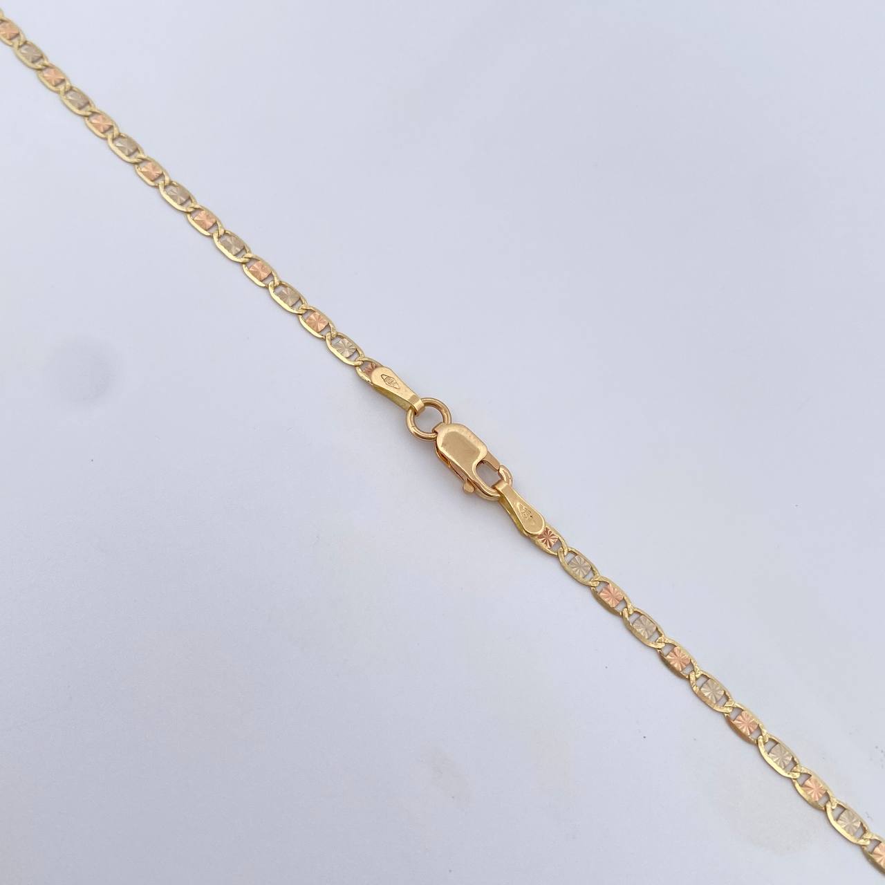 Cadena Escalera 2.95gr / 50cm / 2.1mm Diamantada Tres Oros +3 18K &