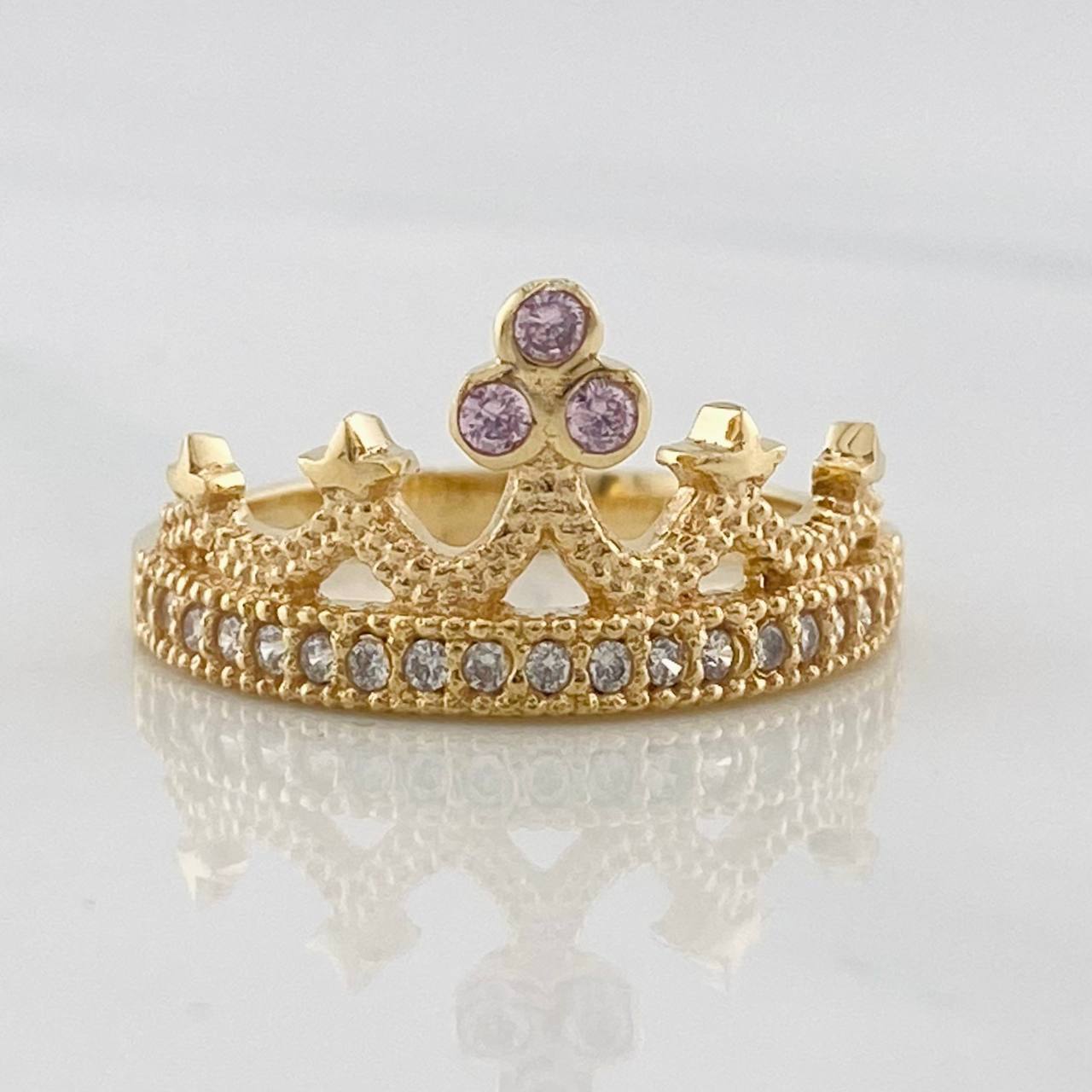 Anillo Corona Estrellas 3.3g / T7 Oro Amarillo 18K