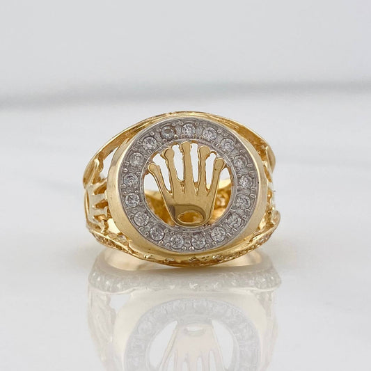 Crown Ring 7.8g / Size 6 1/2 Two-Tone Yellow White Gold 18K