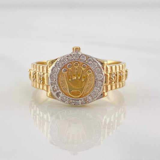 Anillo Corona 5.4g / T9 3/4 Dos Oros Amarillo Blanco 18K