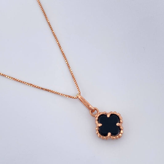 Set Cadena y Dije Veneciana + Trebol 1.95gr / 17 3/4 in / Oro Rosa 18K &