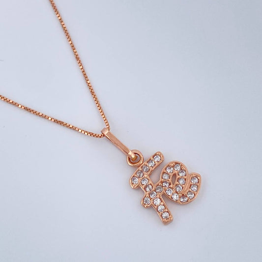 Set Cadena y Dije Veneciana + Fe 2.1gr / 18 in / Oro Rosa 18K &