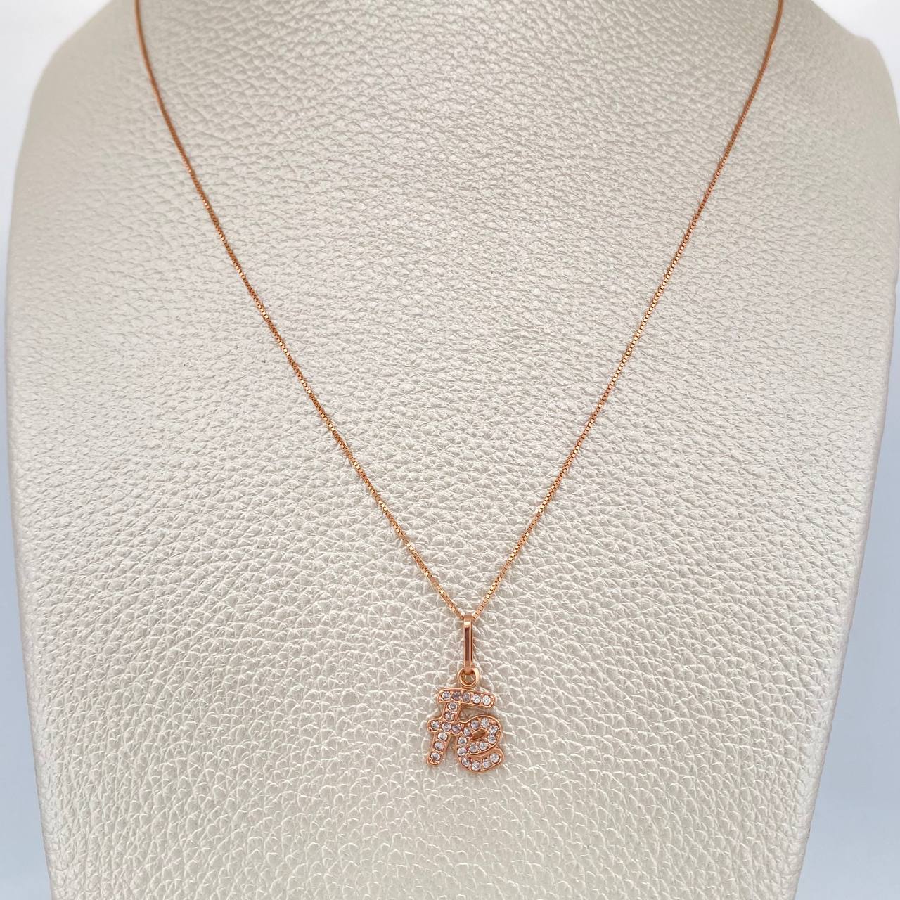 Set Cadena y Dije Veneciana + Fe 2.1gr / 18 in / Oro Rosa 18K &