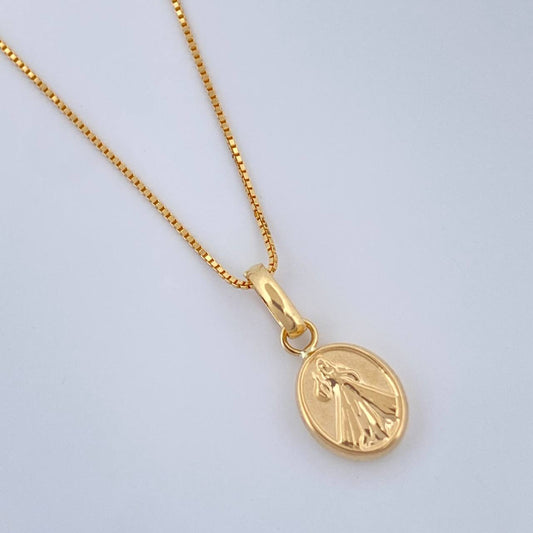 Set Cadena y Dije Veneciana + Jesus De La Misericordia 1.7gr / 17 3/4 in / Oro Amarillo 18K &