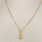 Set Cadena y Dije Flor Espejo + Ancla 1.55gr / 17 3/4 in / Tres Oros 18K &