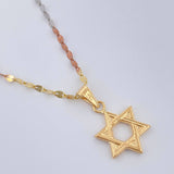 Set Cadena y Dije Flor Espejo + Estrella De David 1.7gr / 17 3/4 in / Tres Oros 18K &