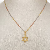 Set Cadena y Dije Flor Espejo + Estrella De David 1.7gr / 17 3/4 in / Tres Oros 18K &