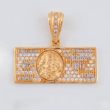 Pendant One Dollar 3.7 g / 3/4 in Two Golds White Rose 18K