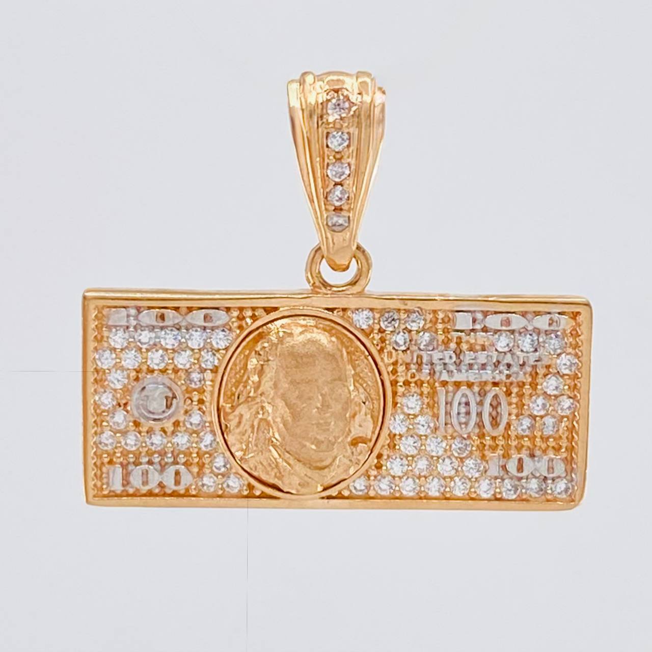 Pendant One Dollar 3.7 g / 3/4 in Two Golds White Rose 18K