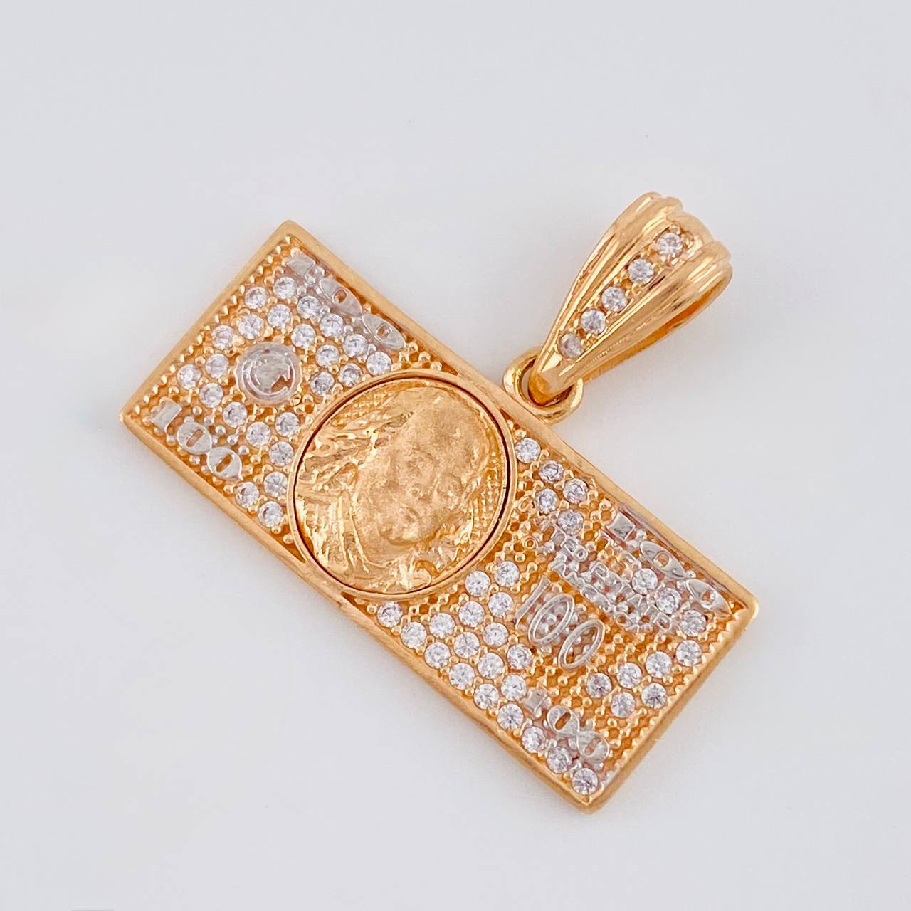 Pendant One Dollar 3.7 g / 3/4 in Two Golds White Rose 18K