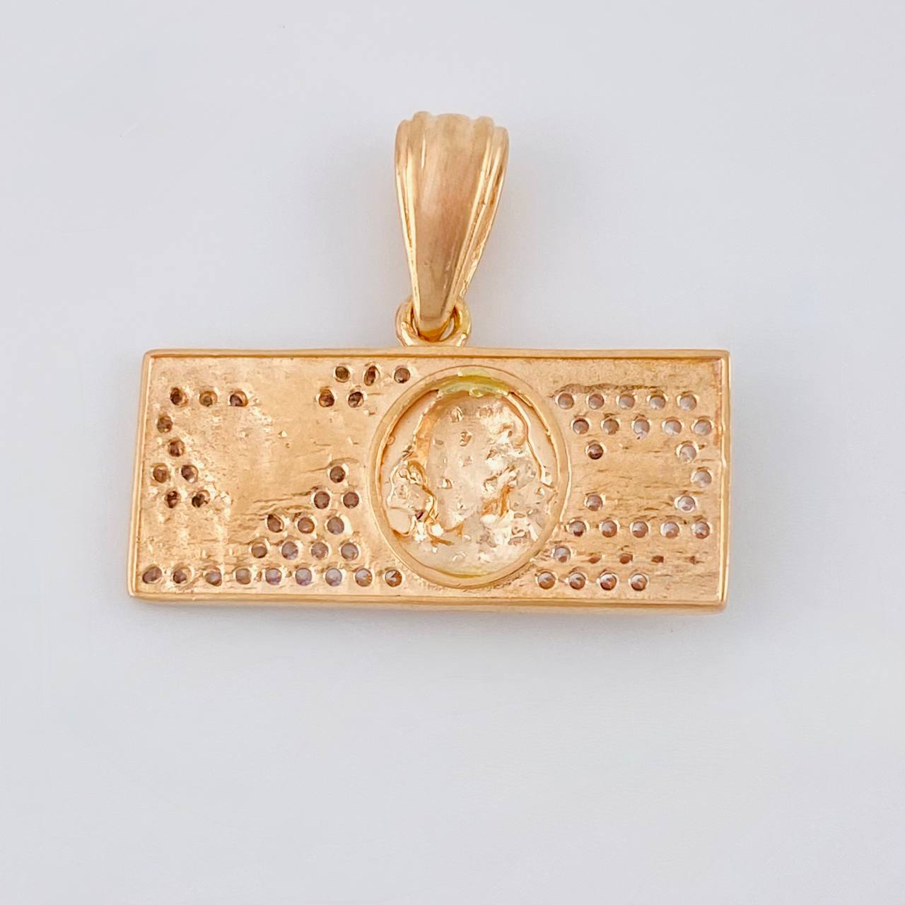 Pendant One Dollar 3.7 g / 3/4 in Two Golds White Rose 18K