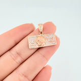 Pendant One Dollar 3.7 g / 3/4 in Two Golds White Rose 18K