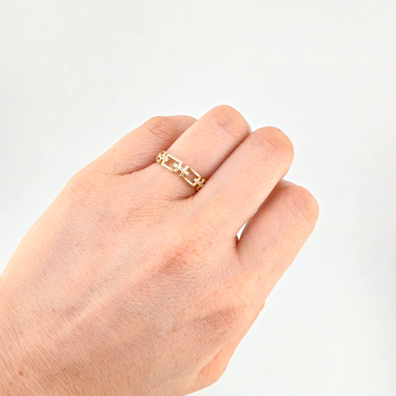 Squared Link Ring 1.55 g / T6 1/2 Yellow Gold 18K