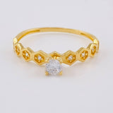 Anillo Solitario Ojos Hexagonal 1.5 g / T7 Oro Amarillo 18K