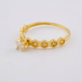 Anillo Solitario Ojos Hexagonal 1.5 g / T7 Oro Amarillo 18K