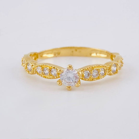 Double Bow Solitaire Ring 2 g / T7 18K Yellow Gold