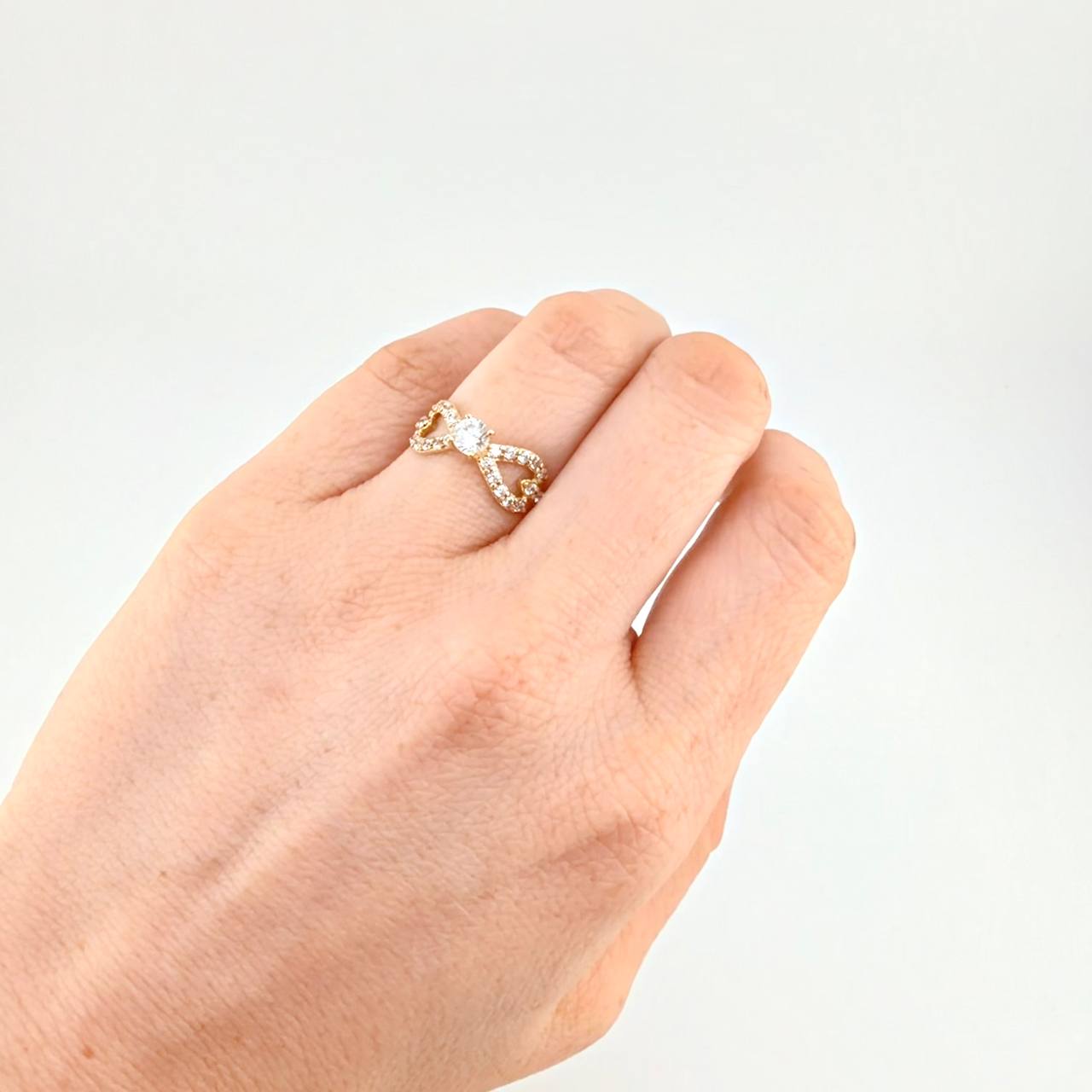 Solitaire Ring Bow 2.2 g / T5 Two Yellow White Gold 18K