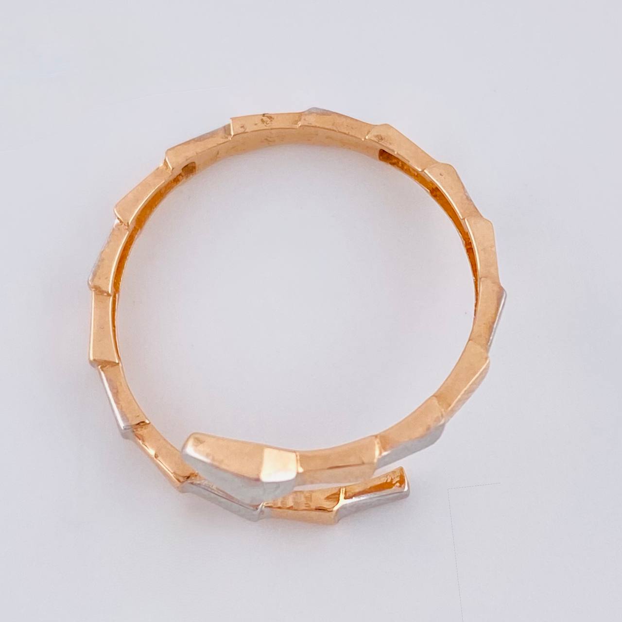 Geometric Snake Embrace Ring 1.65 g / T8 Two-Tone White and Rose Gold 18K