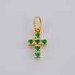 Pendant Dense Cross Emeralds 12pts 0.75g / 1/2 in 18K Yellow Gold