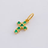 Pendant Dense Cross Emeralds 12pts 0.75g / 1/2 in 18K Yellow Gold