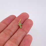 Pendant Dense Cross Emeralds 12pts 0.75g / 1/2 in 18K Yellow Gold