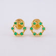 Stud Earrings Circle Emeralds 9pts 1.35g / in / 7.8mm Yellow Gold 18K