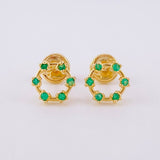 Stud Earrings Circle Emeralds 9pts 1.35g / in / 7.8mm Yellow Gold 18K