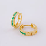 Candongas Carril Esmeraldas 13pts 1.6g / 1/2 in Oro Amarillo 18K