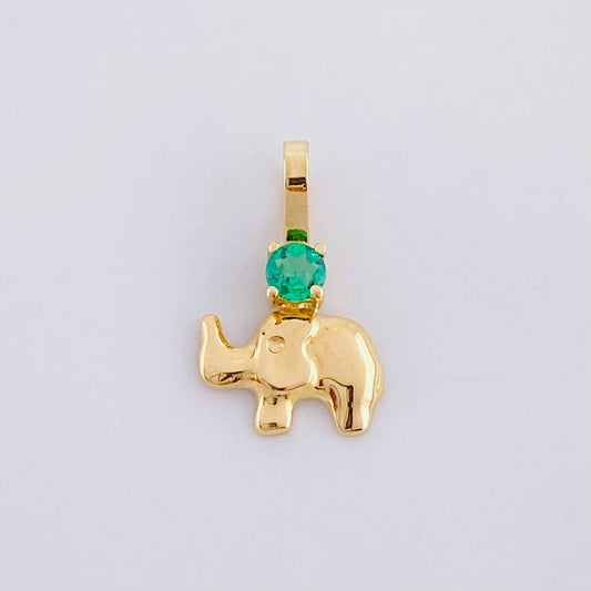 Dije Elefante Esmeralda 6pts 0.3g / 1/2 in Oro Amarillo 18K