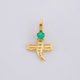 Pendant Dragonfly Emerald 6pts 0.3g / 1/2 in Yellow Gold 18K