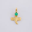 Pendant Dragonfly Emerald 6pts 0.35g / 1/2 in Yellow Gold 18K