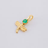 Pendant Dragonfly Emerald 6pts 0.35g / 1/2 in Yellow Gold 18K