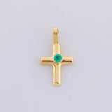 Plain Cross Pendant Spark Emerald 3pts 0.3g / 1/2 in 18K Yellow Gold