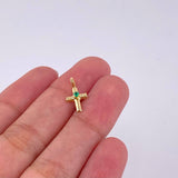 Plain Cross Pendant Spark Emerald 3pts 0.3g / 1/2 in 18K Yellow Gold