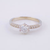 Solitaire Ring Six Prongs Diamonds 9pts 2.5g / T6 3/4 18K White Gold