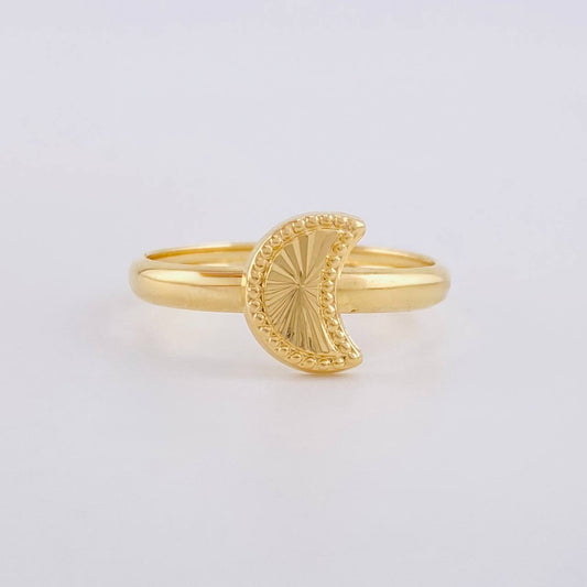 Half Moon Diamond Cut Ring 1g / Size 8 3/4 Yellow Gold 18K