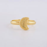 Half Moon Diamond Cut Ring 1g / Size 8 3/4 Yellow Gold 18K