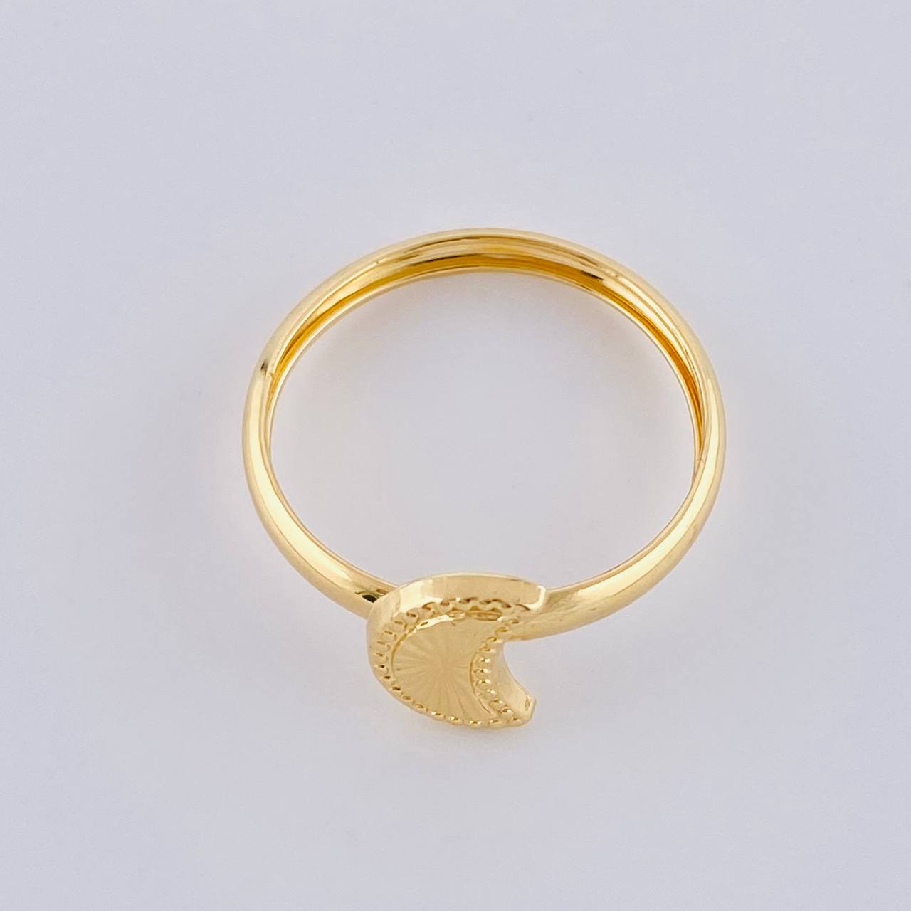 Half Moon Diamond Cut Ring 1g / Size 8 3/4 Yellow Gold 18K