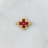 Herraje Trebol VCyA 1gr / 2cm / Diamantado Resina Roja Oro Amarillo 18K ©