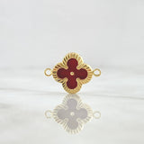 Herraje Trebol VCyA 1gr / 2cm / Diamantado Resina Roja Oro Amarillo 18K ©